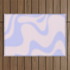 Dreamy Retro Liquid Swirl Contemporary Abstract 2 in Pastel Lavender and Pale Pink Outdoor Rug Gallery Image 1