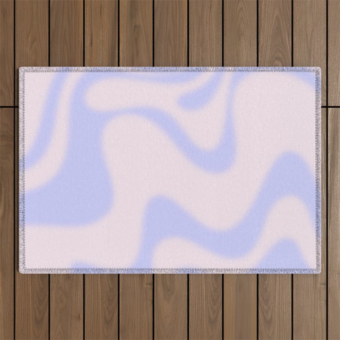 Dreamy Retro Liquid Swirl Contemporary Abstract 2 in Pastel Lavender and Pale Pink Outdoor Rug Gallery Image 1