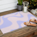 Dreamy Retro Liquid Swirl Contemporary Abstract 2 in Pastel Lavender and Pale Pink Outdoor Rug Gallery Image 2