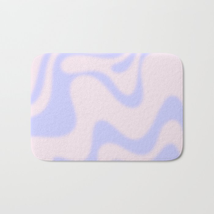 Dreamy Retro Liquid Swirl Contemporary Abstract 2 in Pastel Lavender and Pale Pink Bath Mat Gallery Image 1