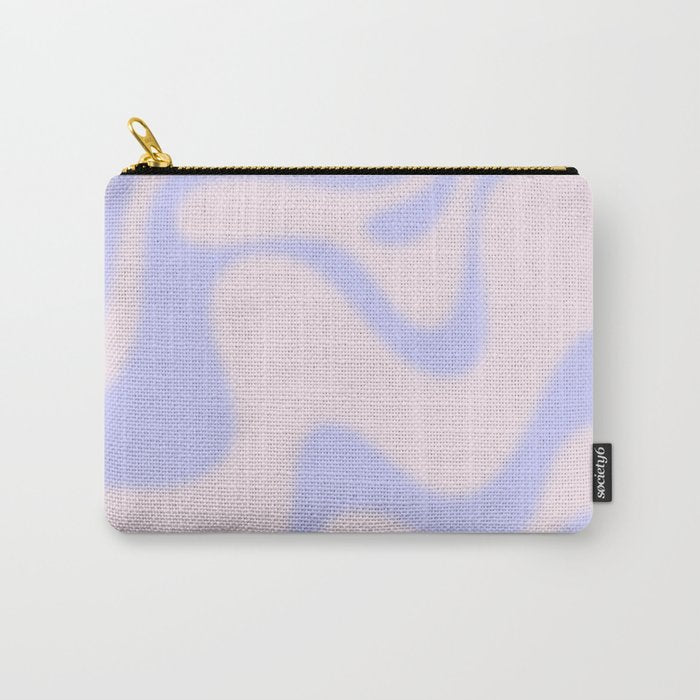 Dreamy Retro Liquid Swirl Contemporary Abstract 2 in Pastel Lavender and Pale Pink Carry All Pouch Gallery Image 1