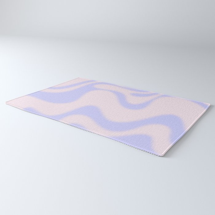 Dreamy Retro Liquid Swirl Contemporary Abstract 2 in Pastel Lavender and Pale Pink Rug Gallery Image 3