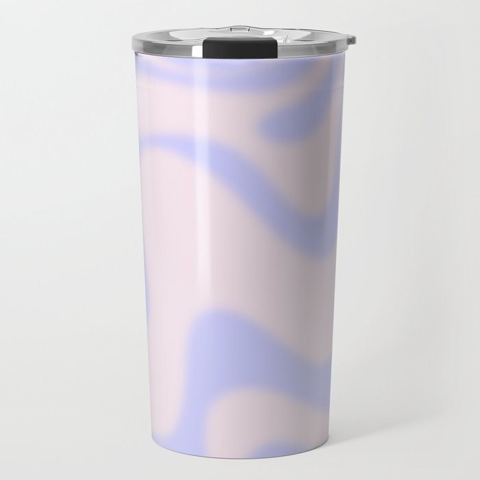 Dreamy Retro Liquid Swirl Contemporary Abstract 2 in Pastel Lavender and Pale Pink Travel Mug Gallery Image 1