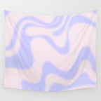 Dreamy Retro Liquid Swirl Contemporary Abstract 2 in Pastel Lavender and Pale Pink Wall Tapestry Gallery Image 4