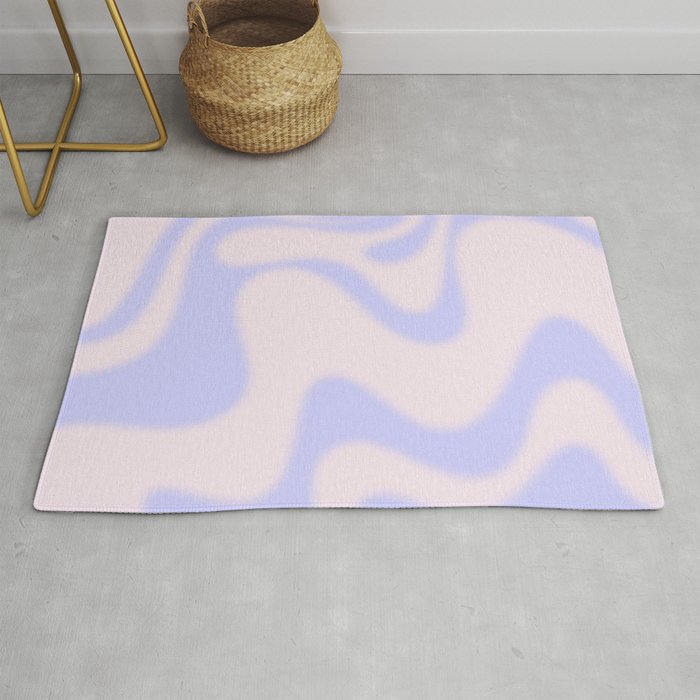 Dreamy Retro Liquid Swirl Contemporary Abstract 2 in Pastel Lavender and Pale Pink Rug Gallery Image 1
