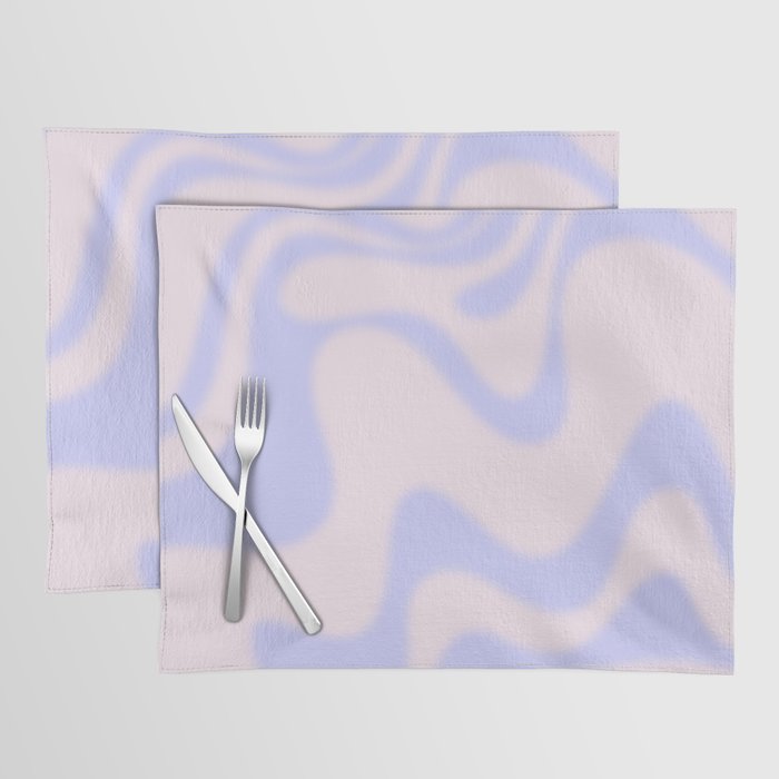 Dreamy Retro Liquid Swirl Contemporary Abstract 2 in Pastel Lavender and Pale Pink Placemat Gallery Image 1