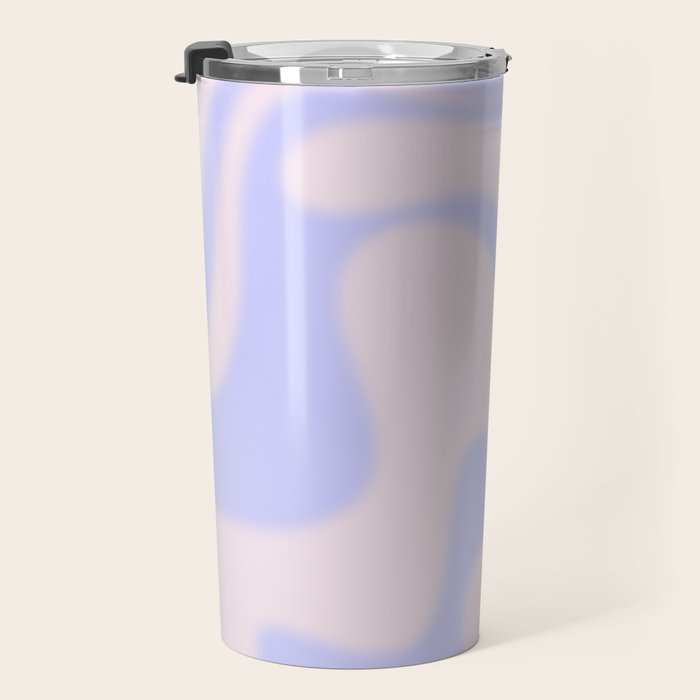 Dreamy Retro Liquid Swirl Contemporary Abstract 2 in Pastel Lavender and Pale Pink Travel Mug Gallery Image 3