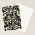 Gothic Halloween Damask - black and cream Stationery Card Gallery Image 2