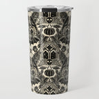 Gothic Halloween Damask - black and cream Travel Mug Gallery Image 1