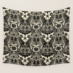 Gothic Halloween Damask - black and cream Wall Tapestry Gallery Image 4