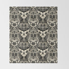 Gothic Halloween Damask - black and cream Throw Blanket Gallery Image 2