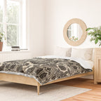 Gothic Halloween Damask - black and cream Duvet Cover Gallery Image 2
