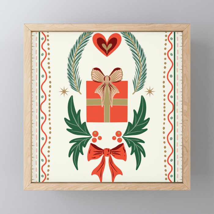 Vintage Holiday Gift and Greenery - Christmas Decorative Design Mini Art Print Gallery Image 1