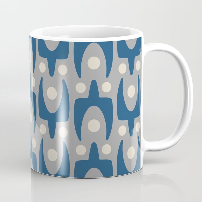 Mid Century Modern Abstract Pattern 147 Scandi Gray and Blue Coffee Mug Gallery Image 1