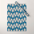 Mid Century Modern Abstract Pattern 147 Scandi Gray and Blue Wrapping Paper Gallery Image 1