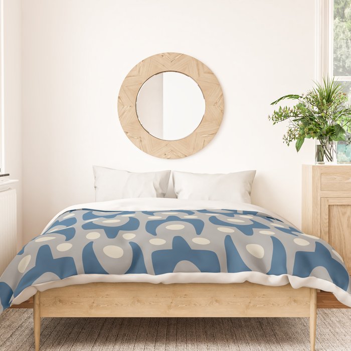 Mid Century Modern Abstract Pattern 147 Scandi Gray and Blue Duvet Cover Gallery Image 3