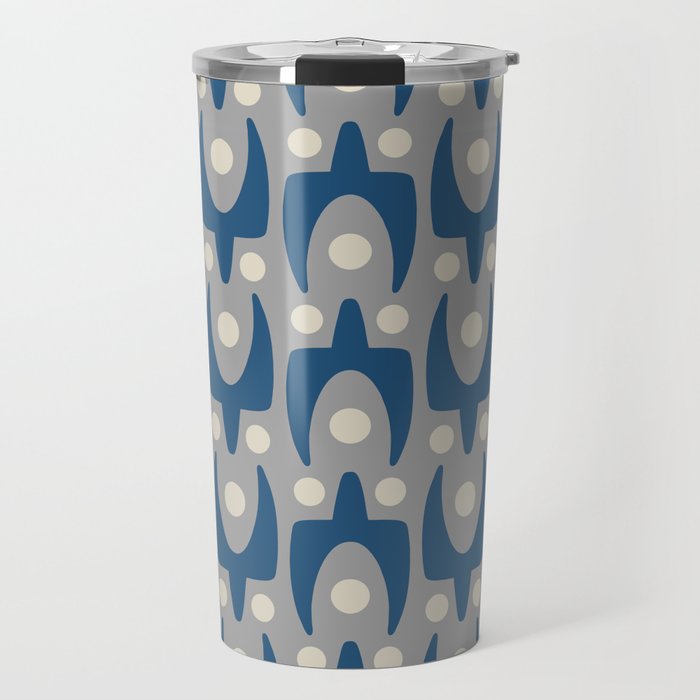 Mid Century Modern Abstract Pattern 147 Scandi Gray and Blue Travel Mug Gallery Image 1