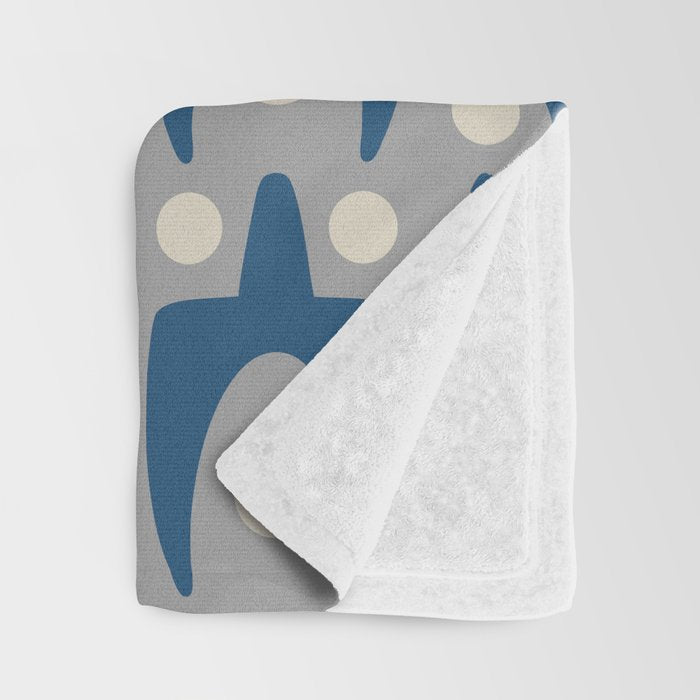 Mid Century Modern Abstract Pattern 147 Scandi Gray and Blue Throw Blanket Gallery Image 3