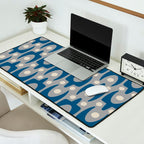 Mid Century Modern Abstract Pattern 147 Scandi Gray and Blue Desk Mat Gallery Image 2