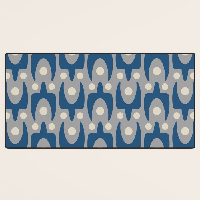 Mid Century Modern Abstract Pattern 147 Scandi Gray and Blue Desk Mat Gallery Image 3