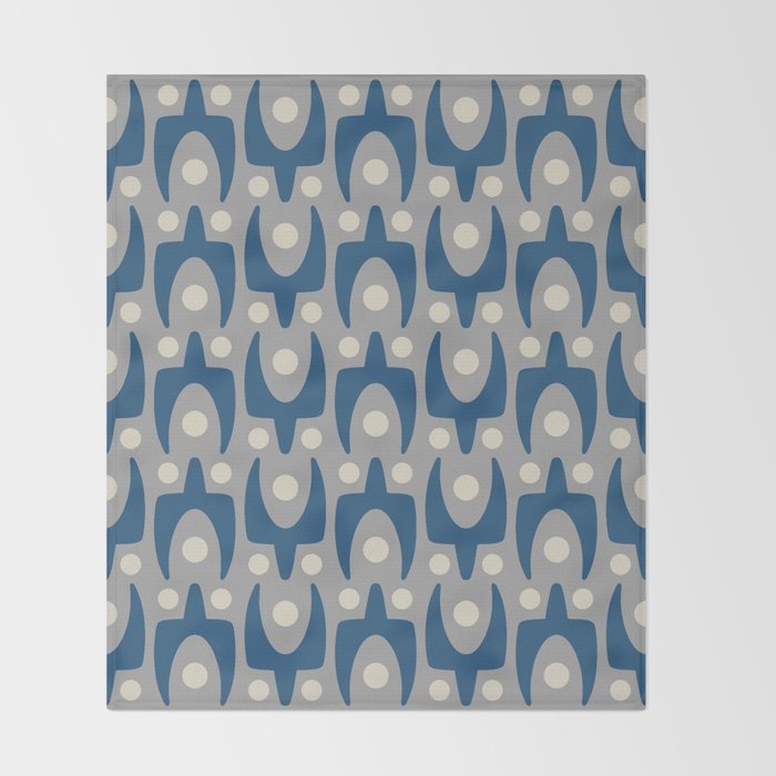 Mid Century Modern Abstract Pattern 147 Scandi Gray and Blue Throw Blanket Gallery Image 2