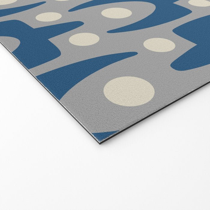 Mid Century Modern Abstract Pattern 147 Scandi Gray and Blue Welcome Mat Gallery Image 2
