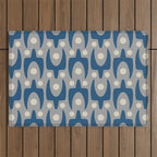 Mid Century Modern Abstract Pattern 147 Scandi Gray and Blue Outdoor Rug Gallery Image 1