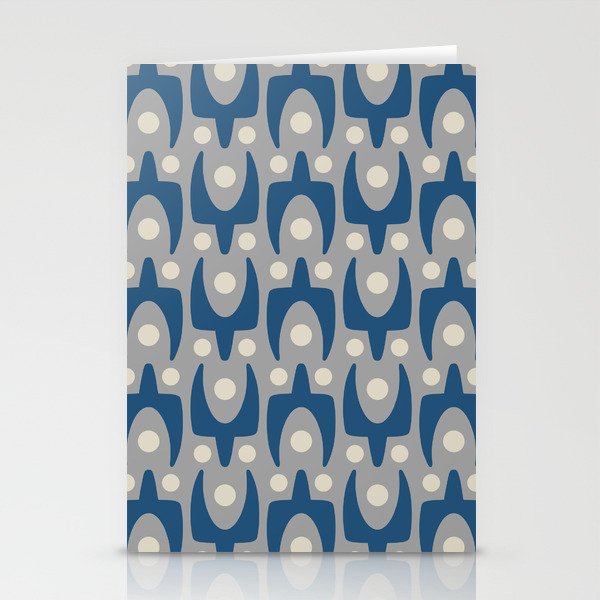 Mid Century Modern Abstract Pattern 147 Scandi Gray and Blue Stationery Card Gallery Image 2