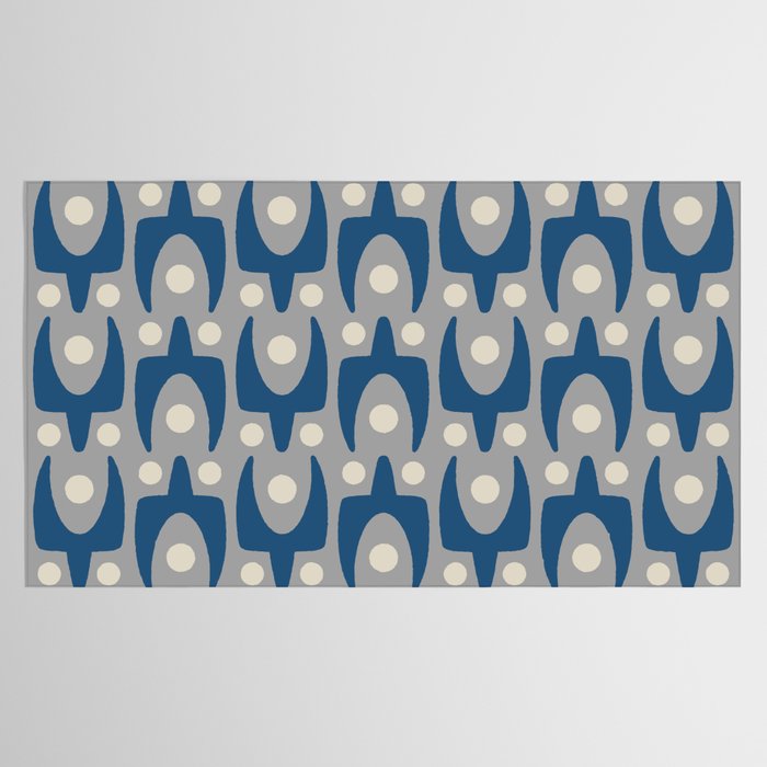 Mid Century Modern Abstract Pattern 147 Scandi Gray and Blue Tablecloth Gallery Image 2