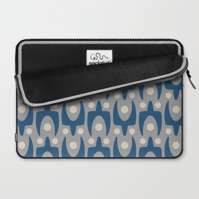 Mid Century Modern Abstract Pattern 147 Scandi Gray and Blue Laptop Sleeve Gallery Image 2