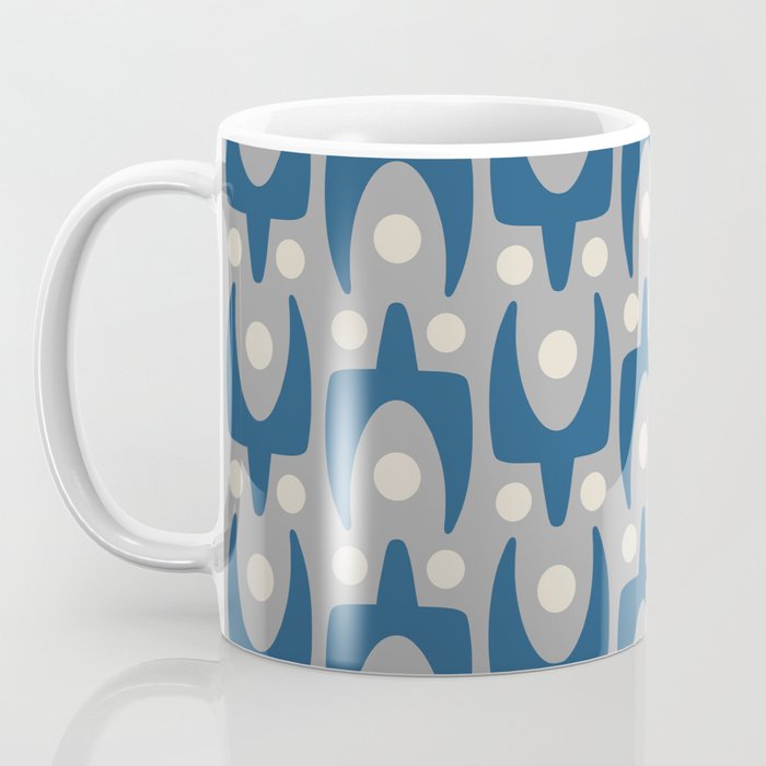 Mid Century Modern Abstract Pattern 147 Scandi Gray and Blue Coffee Mug Gallery Image 3