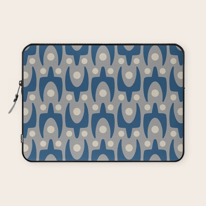 Mid Century Modern Abstract Pattern 147 Scandi Gray and Blue Laptop Sleeve Gallery Image 1