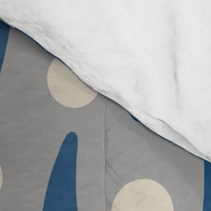 Mid Century Modern Abstract Pattern 147 Scandi Gray and Blue Comforter Gallery Image 4
