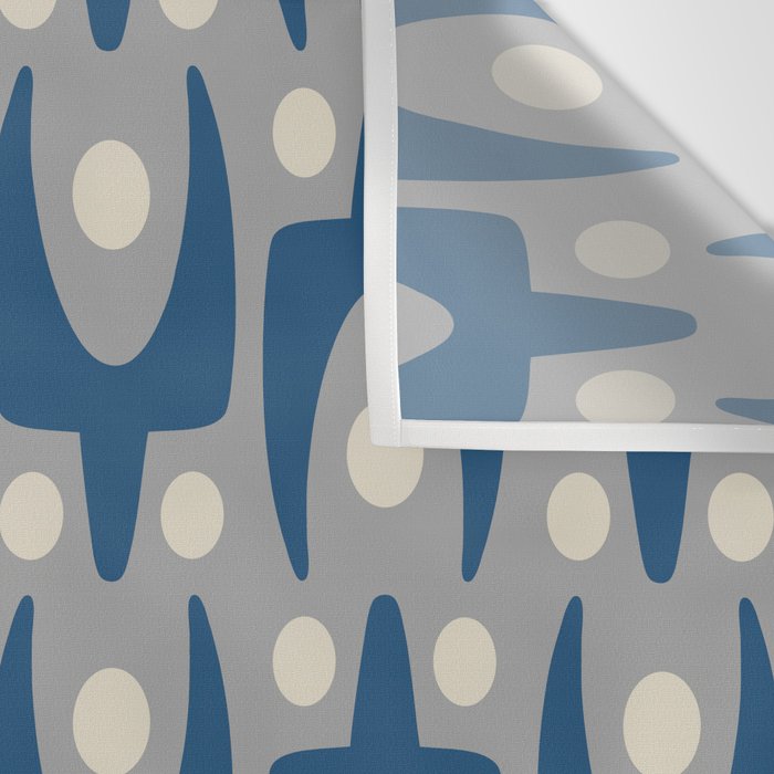 Mid Century Modern Abstract Pattern 147 Scandi Gray and Blue Wall Tapestry Gallery Image 3