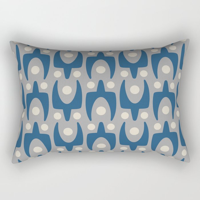 Mid Century Modern Abstract Pattern 147 Scandi Gray and Blue Rectangular Pillow Gallery Image 2