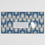 Mid Century Modern Abstract Pattern 147 Scandi Gray and Blue Desk Mat Gallery Image 1
