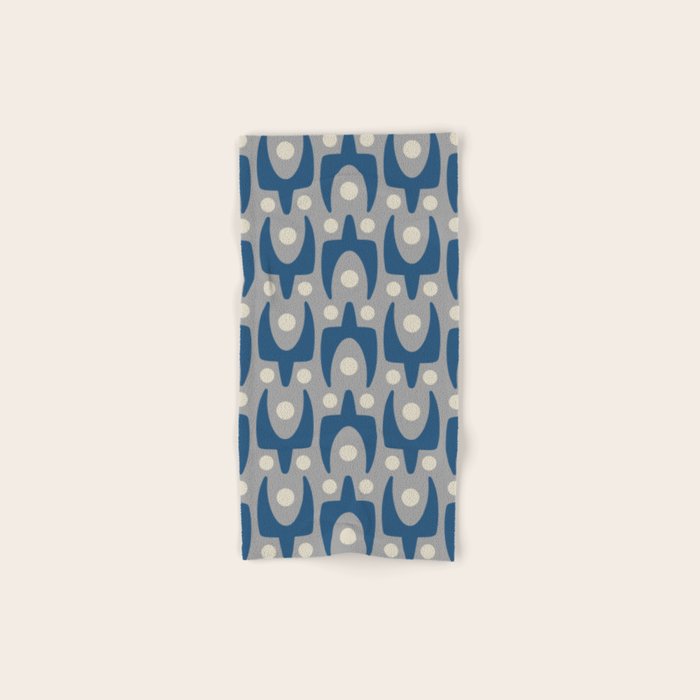Mid Century Modern Abstract Pattern 147 Scandi Gray and Blue Towels Gallery Image 1
