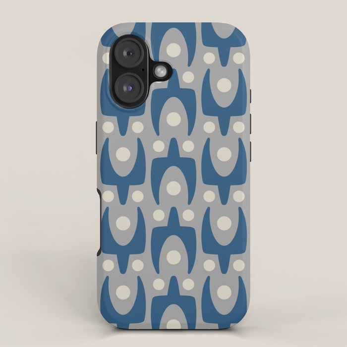 Mid Century Modern Abstract Pattern 147 Scandi Gray and Blue iPhone Case Gallery Image 1