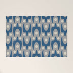 Mid Century Modern Abstract Pattern 147 Scandi Gray and Blue Welcome Mat Gallery Image 1