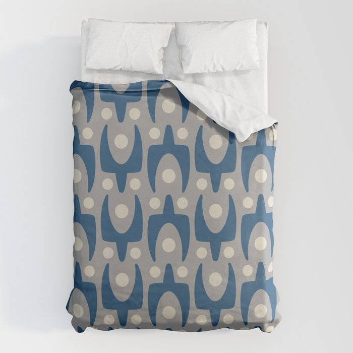 Mid Century Modern Abstract Pattern 147 Scandi Gray and Blue Duvet Cover Gallery Image 6