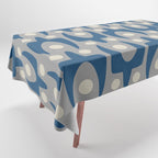 Mid Century Modern Abstract Pattern 147 Scandi Gray and Blue Tablecloth Gallery Image 1