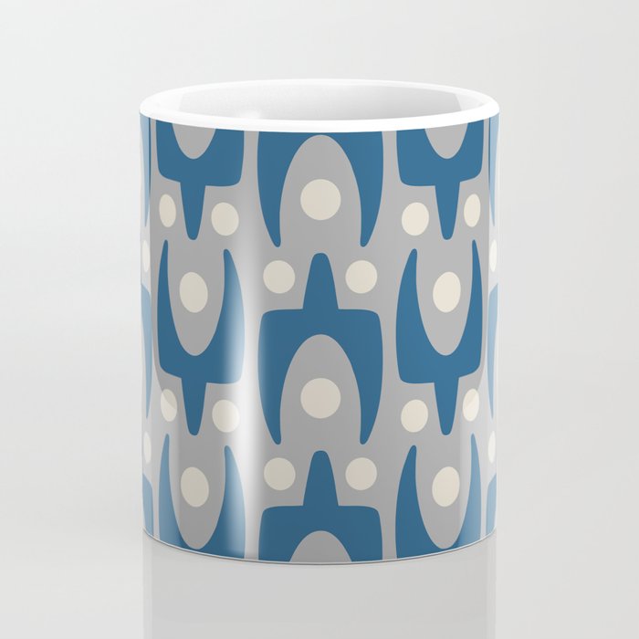 Mid Century Modern Abstract Pattern 147 Scandi Gray and Blue Coffee Mug Gallery Image 4