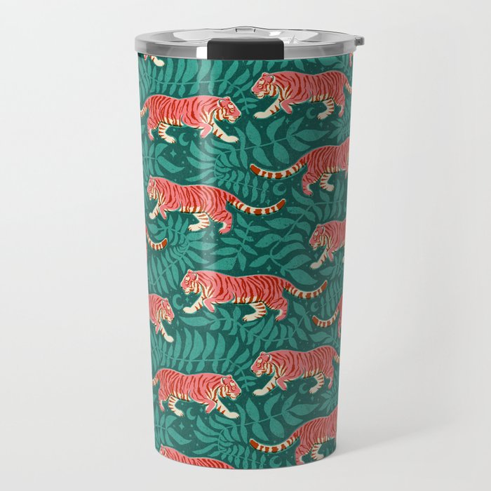 Tigers - pink, red, and jungle green Travel Mug Gallery Image 1