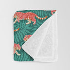 Tigers - pink, red, and jungle green Throw Blanket Gallery Image 3