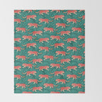 Tigers - pink, red, and jungle green Throw Blanket Gallery Image 2