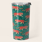 Tigers - pink, red, and jungle green Travel Mug Gallery Image 2