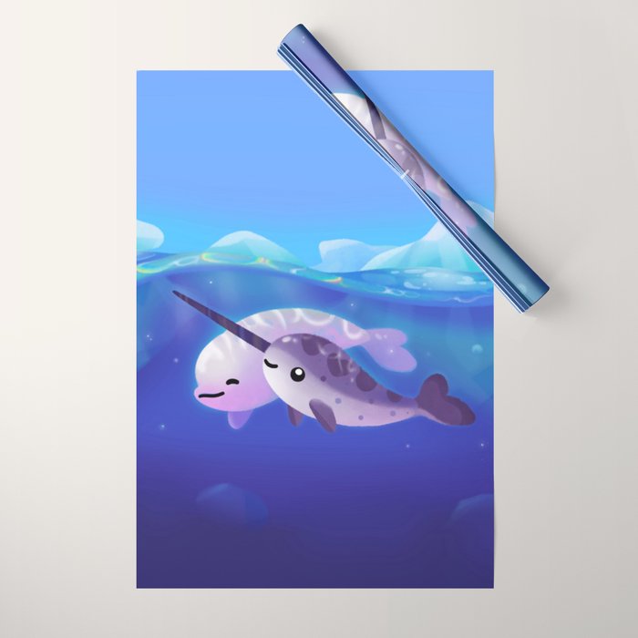 Beluga and Narwhal Wrapping Paper Gallery Image 1