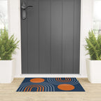 Mid Century Modern Geometric 111 in Navy Blue and Vintage Orange (Rainbow and Sun Abstraction) Welcome Mat Gallery Image 3