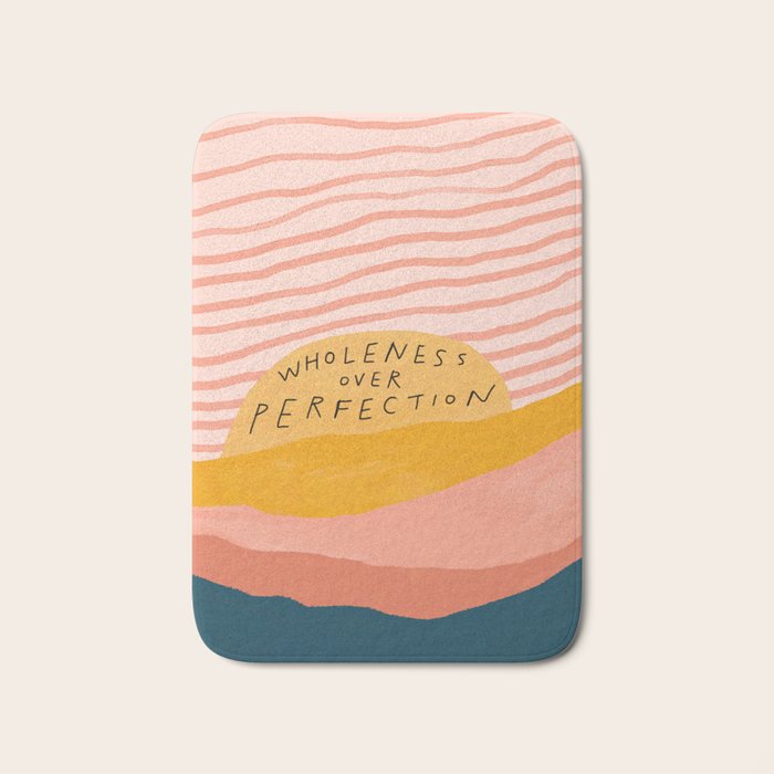 Wholeness Over Perfection | Waves Hand Lettering Design Bath Mat Gallery Image 1