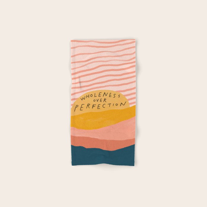 Wholeness Over Perfection | Waves Hand Lettering Design Bath Towel Gallery Image 1